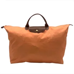 美品 LONGCHAMP ロンシャン ナイロン レザー ル・プリアージュ トート バッグ オレンジ系 レディース ブランド 鞄 大容量 m15144