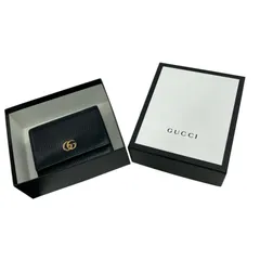 186005 GUCCI グッチ GGマーモント二つ折り財布 598587 2184  ブラック レザー