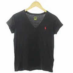 ポロ ラルフローレン POLO RALPH LAUREN ポニー刺繍 Tシャツ カットソー 半袖 Vネック S 黒 0327 ■GY09