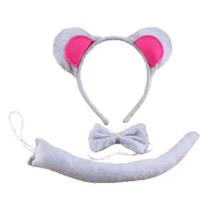 ネズミ(鼠) [Cicogna] 動物 耳 カチューシャ しっぽ ネクタイ 3点セット ハロウィン コスプレ コスチューム 仮装 アニマル 尻尾 選べる動物 小道具 (ネズミ(鼠))