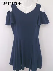 ◇ LAISSE PASSE レッセパッセ オープンショルダー レース Vネック 半袖 ミニ ワンピース サイズ 38 ネイビー レディース  【中古】 【1202150001411】