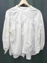 ◇ classicalelf クラシカルエルフ シアー 刺<!-利用不可文字-!> 長袖 シャツ ブラウス サイズM アイボリー系 レディース P  【1407100029525】