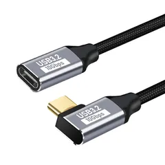 Type C 延長ケーブル L字 ナイロン編み usb-c タイプc 延長コードケーブル USB3.1 Gen2(10Gbps) 高速データ転送 100W PD急速充電 4Kビデオ伝送 MacBook/iPad/Surface/Switch/Xperia/Ga