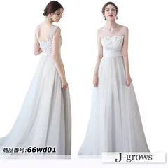 ウエディングドレス ロングドレス 二次会 ドレス 花嫁 Aライン 白 レース チュール 結婚式 海外ウエディング フォーマルドレス サッシュリボン S M L 2L 3L 7号 9号 11号 13号 15号 66wd01