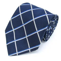 ブルックスブラザーズメーカーズ ブランド ネクタイ チェック柄 シルク アメリカ製 PO メンズ ネイビー BROOKS BROTHERS MAKERS 【中古】