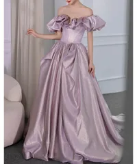 新品未使用カラードレス オフショルダー パープル ロングドレス 結婚式 二次会 発表会 演奏会 ウェディングドレス ウエディングドレス 花嫁 前撮り 上品 プリンセスドレス 0922