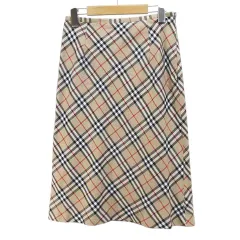 ブラックウォッチ BLACK WATCH 膝丈 チェック 台形スカート スカート 67-93 茶系 ブラウン 裏地 日本製