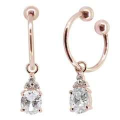 ノンホールピアス イヤリング 揺れる 10k ピンク イエロー キュービックジルコニア イヤーカフ 10金 両耳 シンプル 大人 女性【受注生産の為8～10営業日程度で発送】