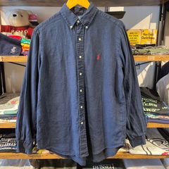 90‘s〜　RalphLauren　ラルフローレン　リネン長袖シャツ　リネンシャツ　Mサイズ