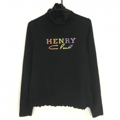 ★SALE価格★【超美品】ヘンリークラブ 長袖ハイネックシャツ 黒×イエロー フロントロゴ 微起毛素材  レディース 42 ゴルフウェア HENRY clubのサムネイル