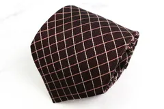 フェアファクス ブランド ネクタイ シルク 格子柄 ハンドメイド ワイドタイ PO メンズ ブラウン FAIRFAX 【中古】