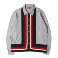 Supreme ニットポロ カーディガン グレー ストライプ サイズ:М Supreme(シュプリーム) Corner Stripe Polo Sweaterストライプ
