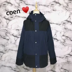 美品<!-利用不可文字-!>　コーエン　coen ダウンジャケット　【M】　青　黒　オシャレ　シンプル　定番　冬