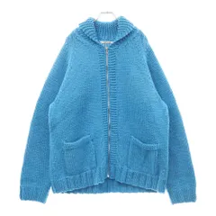 AURALEE (オーラリー) SILK WOOL HAND KNIT COWICHAN シルク ウール ジップアップ ニット カーディガン ジャケット ブルー A24AC01CWのサムネイル