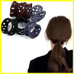 Fuyunohi ヘアゴム 跡がつかないヘアゴム よく伸びるゴム 6個セット 髪留め ゴム 黒 髪ゴム 韓国風 可愛い 高弾性 輪ゴム ヘアゴム 太め おしゃれ 大人 お団子リング ポニーテールリング 柔らかい 髪に優しく ブラック ブルー コーヒー