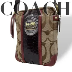 良品 4883 COACH コーチ ショルダーバッグ パイソン柄 キャンバス