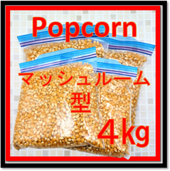 4㎏　マッシュルーム型　ポップコーン用大粒豆　メガ盛り　乾燥豆（爆裂率90％以上）（外装箱含む4KG）※領収書　インボイス番号発行可能です。