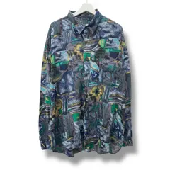 TIANFU 総柄長袖シルクシャツ XL マルチカラー 80s ヴィンテージ ビンテージ シルク100% メンズ 春 ゴーゴー古着マルイ北千住店 36 NO.有00819Y T