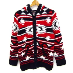 ロデオクラウンズ パーカー フルジップトップス ブランド アウター 赤 レディース Lサイズ レッド×ネイビー×ホワイト Rodeo Crowns 【中古】