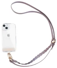 WIZU スマホショルダー ハンドストラップ 2Way スマホストラップ レザー 編み込み ショルダーストラップ 首掛けストラップ 長さ調整可能 ネックストラップ 肩掛け 斜め掛け ストラップ ストラップホルダー 落下防止 ラベンダー [ラベンダー]
