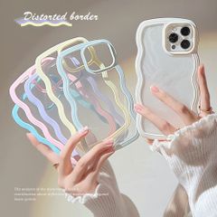 iPhone 16pro ケース クリア 波型 スマホ 携帯 アイフォン アイホン カバー おしゃれ かわいい 韓国 流行り 個性 背面 透明 指紋防止