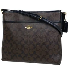コーチ COACH シグネチャー ショルダーバッグ 斜め掛け ショルダーバッグ コーティングキャンバス ダークブラウン F58297 レディース 【中古】