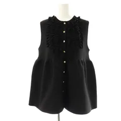 ユナイテッドアローズ UNITED ARROWS P ミニフリル ニットベスト ペプラム 黒 /CX ■OS