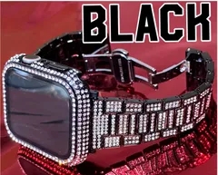 ブラック　アップルウォッチ ステンレスベルト キラキラ　  カバー ケース  メンズ レディース 38mm 40mm 41mm 42mm 44mm 45mm Apple Watch