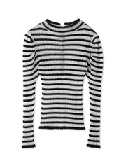 Free Size_BORDER [フレイ アイディー] 2WAYシアーワイドリブプルオーバー FWNT241122 レディース BORDER