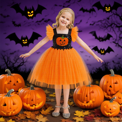 ハロウィン 衣装 子供 子供ドレス かぼちゃ ハロウィン コスプレ 可愛い カボチャ柄 コスチューム ワンピース オレンジ コスプレ衣装 ドレス ハロウィン 女の子 カボチャ 70cm 80cm 90cm100cm 110cm