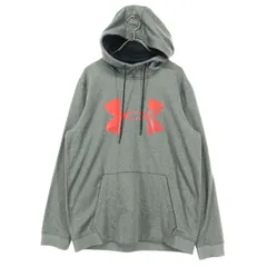 美品 UNDER ARMOUR アンダーアーマー 裏起毛 プリント 長袖 パーカー LG グレー メンズ 古着