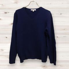 C0901 ユニクロ UNIQLO ニット セーター 長袖 (M) ネイビー 無地