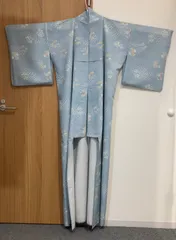 【美品】浴衣: 水色　花柄　11A