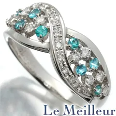 パライバトルマリン ダイヤモンド 0.33ct プラチナ Pt900 リング 指輪 16号 中古 プレラブド 返品OK