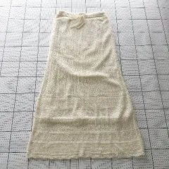 ◇ Θ B:MING by BEAMS ニット レース ロング タイト スカート ホワイト系 レディース E  【1508060002587】