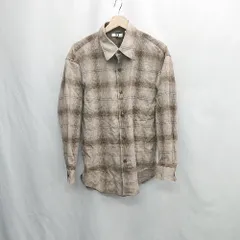 ◇ ⊆ UNIQLO ユニクロ チェック柄　シンプル 長袖 ボタンダウンシャツ サイズS ブラウン系 メンズレディース E  【1505220002647】