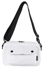 ホワイト [Aquamie] ミニ ショルダー ナイロン バッグ 斜めがけ スマホ ポシェット サコッシュ 横長 クロスボディ 小さめ 肩がけ ポーチ 韓国風 (白)