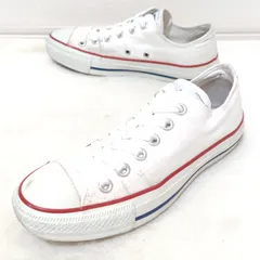 清潔感のあるスタイリングに◎【CONVERSE】コンバース ローカット スニーカー 白 オプティカル ホワイト 赤 青 ライン ALLSTAR オールスター キャンバス 紐 シューズ スポーティー アメカジ レディース サイズ 24.0㎝ /M33915jS