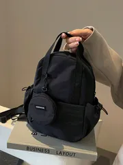 ナイロンバックパック、多機能ハンドバッグ&ショルダーバッグ、大学生に適しています、ジッパー開閉、デイリーユース(コインケース付)、バックパックアクセサリーとの完璧なマッチング、学用品、スクールバッグ、ポータブル、クラシックカジュアル、ティーンガールズ