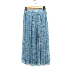 グローバルワーク GLOBAL WORK タグ付き シフォン プリント プリーツ スカート ロング丈 花柄 M ライトブルー /FT32