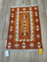 オールドキリム/トルコ ハンドメイド 約110cm x 144cm 幾何学模様