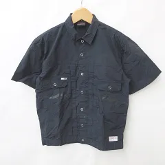 バンズ VANS ジャケット シャツブルゾン 半袖 ショーツカラー ナイロン 紺 ネイビー Lのサムネイル