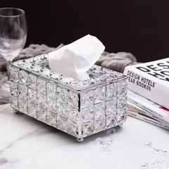 豪華✨キラキラ クリスタル ティッシュボックスケース　豪華なクリスタル風装飾  シルバー色 高級感デザイン インテリア 銀色 ギフト 雑貨 北欧 プレゼント 誕生日 ギフト 引越し祝い 海外 インスタ映え amya