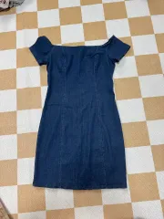 デニム オフショルダー ミニ ワンピース