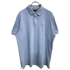 TOMMY HILFIGER 半袖 ポロシャツ XLサイズ トミーヒルフィガー カスタムフィット ライトブルー 古着卸 アメリカ仕入 t2408-4160