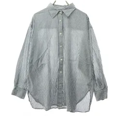 美品 URBAN RESEARCH DOORS アーバンリサーチドアーズ ストライプ柄 長袖 コットンシャツ M グレー レディース 古着