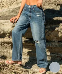 【ムラスポ公式】新品 BILLABONG ビラボン ロングパンツ レディース デニム ダメージ加工 BASIC CRUSH STRAIGHT DENIM BF013-711のサムネイル