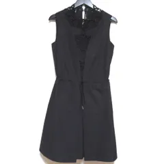 美品 22SS ERMANNO SCERVINO エルマノシェルビーノ レース エンブロイダリー ウエストギャザー ノースリーブ ワンピース 42 ブラック レディース 古着 中古 USED