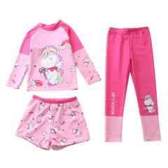 ☆ タイプE ☆ 4XL(推奨身長130-140cm) ☆ キッズ水着 naksw4600 子供 水着 女の子 ジュニア 長袖 ショートパンツ 半ズボン 長ズボン ラッシュガード セパレート 上下 水泳着 紫外線対策 日焼け防止 速乾性 かわいい 通気性