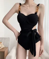 ワンピース水着 ウエストリボンモノキニ